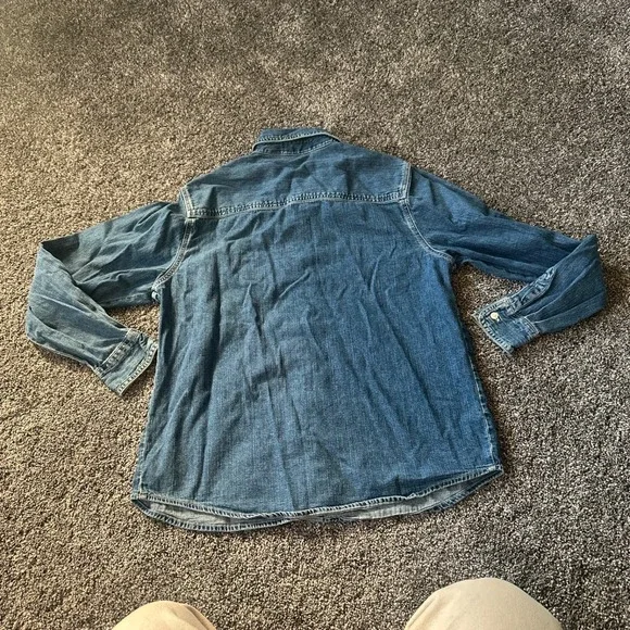 Vintage Gap Shirt Mens Large Blue Denim Button‎ Down Grunge Casual 90s Y2K - Picture 13 of 14